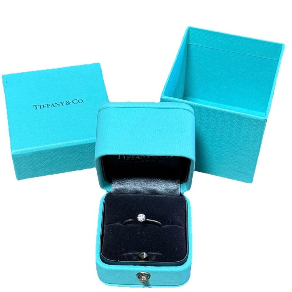 Tiffany & Co True Diamond Platinum Ring PT950 Size 6 0.19 Carat